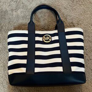 Michael Kors Navy and White Striped Tote